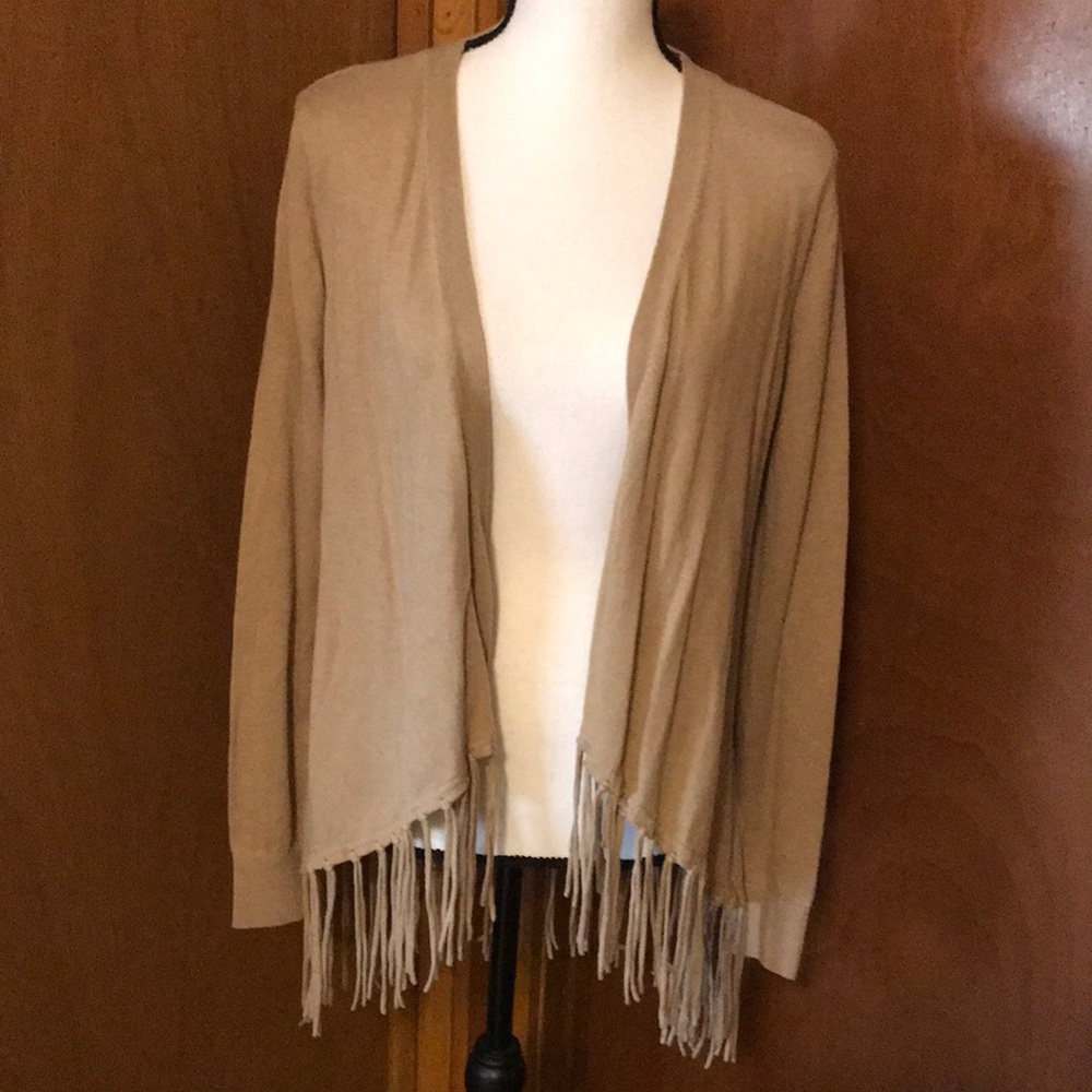 Michael Kors Women's Tan Fringe Sweater
